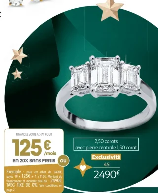 Bague or blanc 750 millièmes recyclé et diamants de synthèse 2,50 carats la VIE en OR