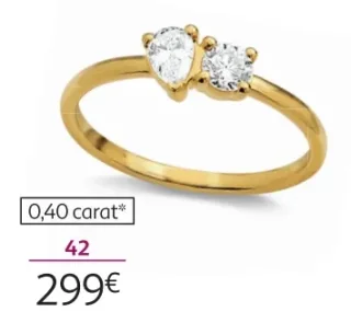 Bague or 375 millièmes recyclé et diamants de synthèse 0,40 carat la VIE en OR