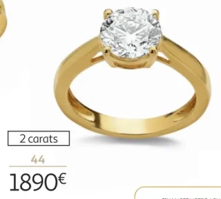 Solitaire or 750 millièmes recyclé et diamants de synthèse 2 carats la VIE en OR