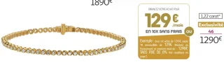 Bracelet or 375 millièmes recyclé et diamants de synthèse 1,22 carat la VIE en OR