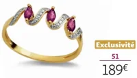 Bague en or 375 millièmes rhodié, rubis et diamants La Vie en Or