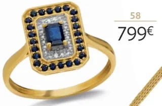 Bague or 750 millièmes rhodié, saphirs et diamants La Vie en Or