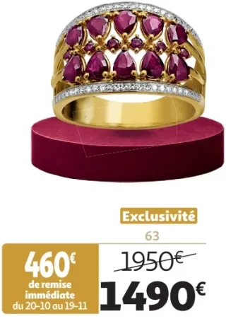 Bague or 750 millièmes rhodié, rubis et diamants La Vie en Or