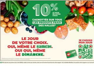 10% cagnottés sur tous les produits frais des Halles Auchan