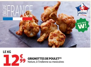 Grignottes de poulet Nature, à l'indienne ou mexicaines