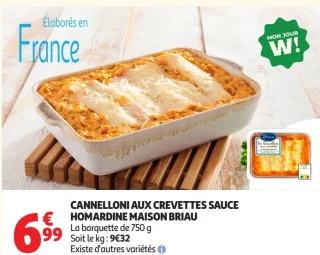 Cannelloni aux crevettes sauce homardine Maison Briau