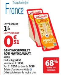 Sandwich poulet rôti mayo Daunat