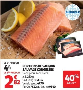Portions de saumon sauvage congelées