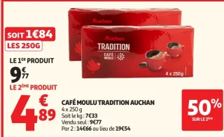 Café moulu Tradition Auchan