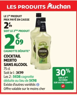 Cocktail Mojito Sans Alcool Auchan 75 cl