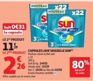 Capsules lave vaisselle Sun Parfum citron & thé vert