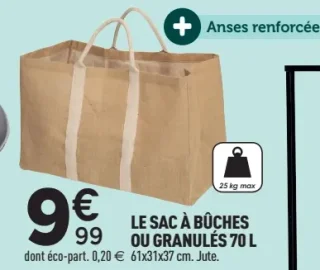 Le sac à bûches ou granulés 70 L
