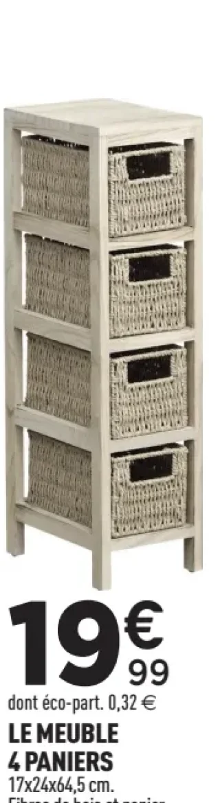 Le meuble 4 paniers 17x24x64,5 cm