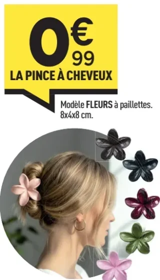 La pince à cheveux Modèle Fleurs à paillettes