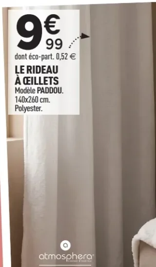 Rideau à œillets Paddou Atmosphera 140x260 cm