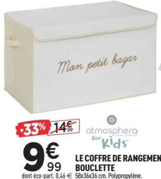 Coffre de rangement bouclette Atmosphera for Kids