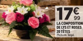 La composition de lys et roses 20 têtes