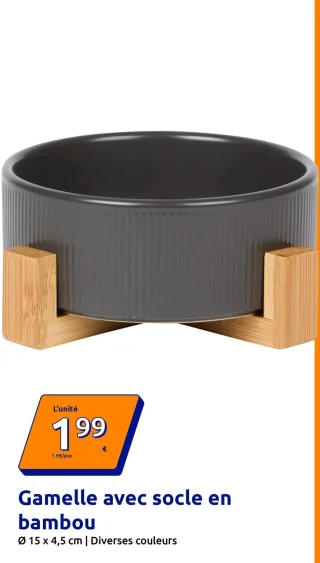 Gamelle avec socle en bambou