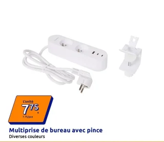 Multiprise de bureau avec pince