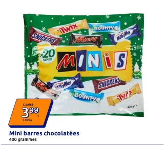 Mini barres chocolatées
