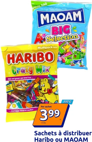 Sachets à distribuer Haribo ou MAOAM