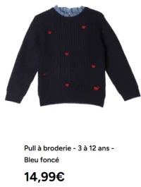 Pull à broderie - 3 à 12 ans - Bleu foncé