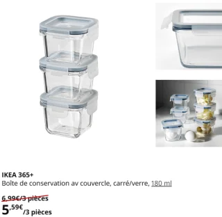IKEA 365+ Boîte de conservation av couvercle, carré/verre, 180 ml