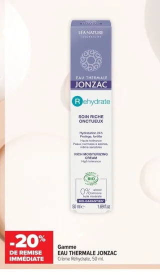 Gamme EAU THERMALE JONZAC Crème Réhydrate