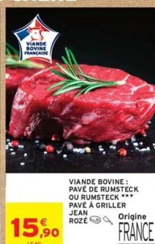 Viande bovine : pavé de rumsteck ou rumsteck *** pavé à griller Jean Rosé