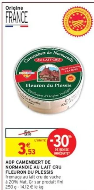 AOP Camembert de Normandie au lait cru Fleuron du Plessis