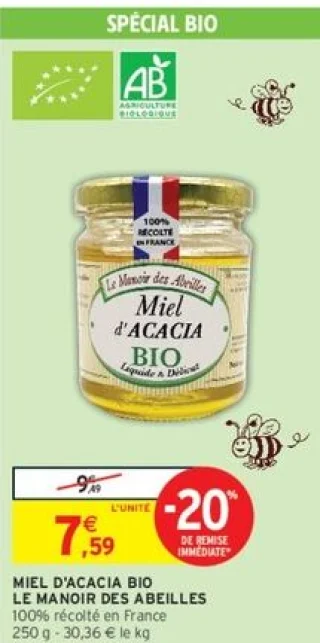 Miel d'acacia bio Le Manoir des Abeilles