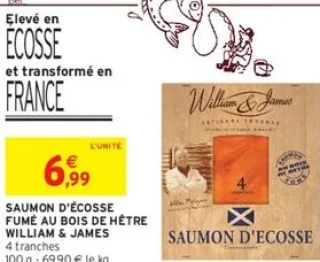 Saumon d'Écosse fumé au bois de hêtre William & James