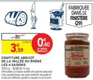 CONFITURE ABRICOT DE LA VALLÉE DU RHÔNE LES 4 SAISONS