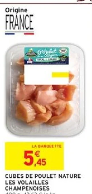 Cubes de poulet nature Les Volailles Champenoises