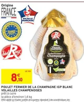 Poulet fermier de la Champagne IGP blanc Volailles Champenoises