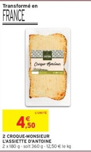 2 CROQUE-MONSIEUR L'ASSIETTE D'ANTOINE