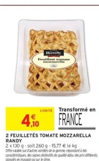 2 FEUILLETÉS TOMATE MOZZARELLA RANDY