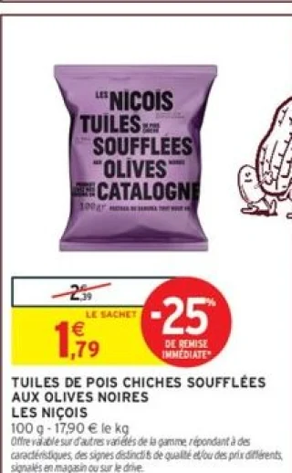 TUILES DE POIS CHICHES SOUFFLÉES AUX OLIVES NOIRES LES NIÇOIS