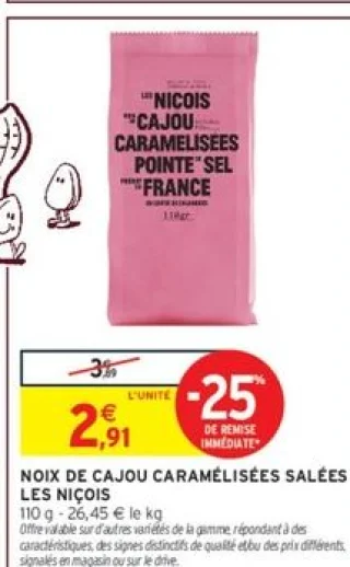NOIX DE CAJOU CARAMÉLISÉES SALÉES LES NIÇOIS