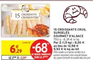 15 Croissants crus surgelés Gourmet d'Alsace