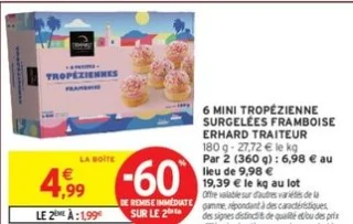 6 Mini tropézienne surgelées framboise Erhard Traiteur