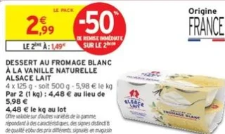 Dessert au fromage blanc à la vanille naturelle Alsace Lait