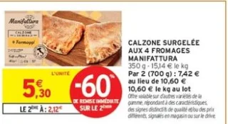 Calzone Surgelée aux 4 Fromages Manifattura
