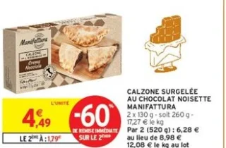 Calzone Surgelée au Chocolat Noisette Manifattura