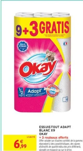 Essuie-tout Adapt Blanc x9 Okay