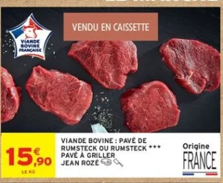 Viande bovine : pavé de rumsteck ou rumsteck *** pavé à griller Jean Rozé