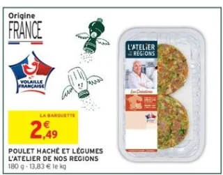 Poulet Haché et Légumes L'Atelier de nos Régions
