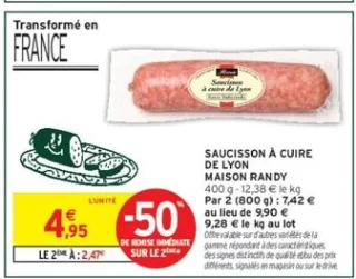 Saucisson à Cuire de Lyon Maison Randy