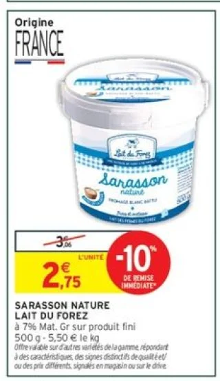 Sarasson Nature Lait du Forez