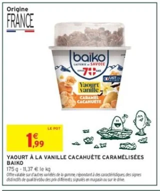 Yaourt à la vanille cacahuète caramélisées Baïko